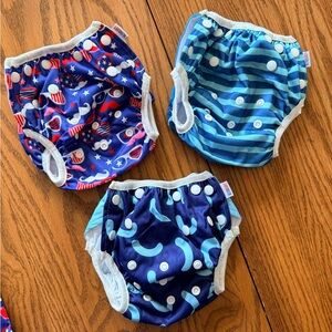 Alva Baby set of 3 Patriotic One size reusable Swim Diapers with Bag